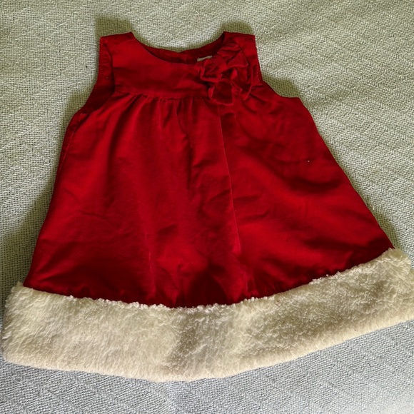 Janie and Jack holiday Santa red corduroy dress with fur like trim. 6-12 m - Picture 1 of 4